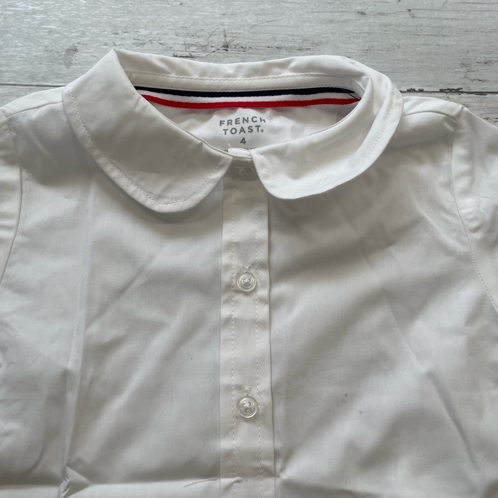 French Toast Girl's Short Sleeve Peter Pan Collar Blouse White 4 - Picture 4 of 6